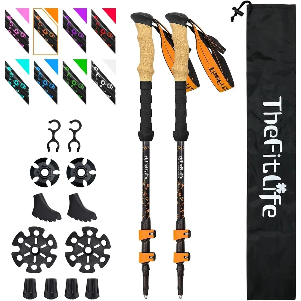 

Carbon Fiber Trekking Poles–Collapsible and Telescopic Walking Sticks with Natural Cork Handle and Extended EVA Grips,Ultralight