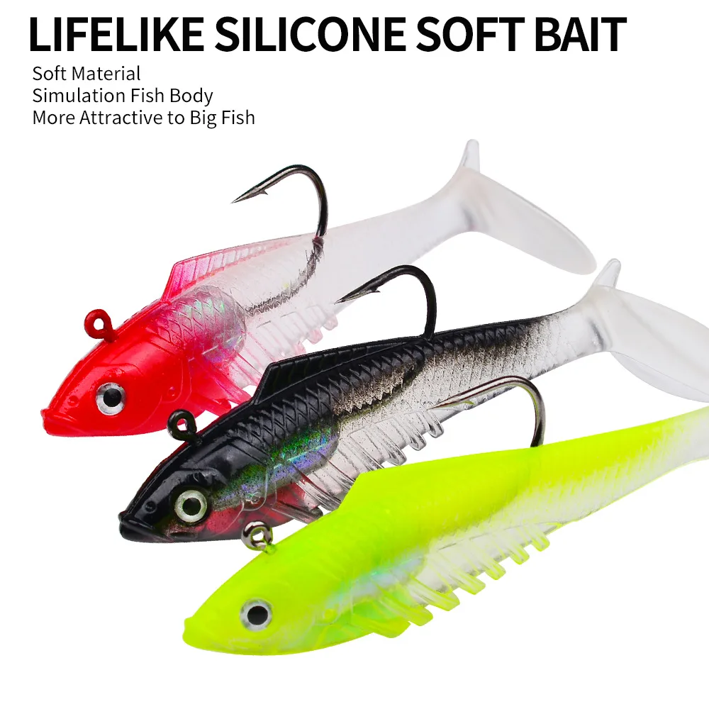 Sea.Yolo 11g/19g Fishing Lure T-tail Soft Bait Wrapped With Lead Fish Artificial Fake Bait For Sea Fishing Bait