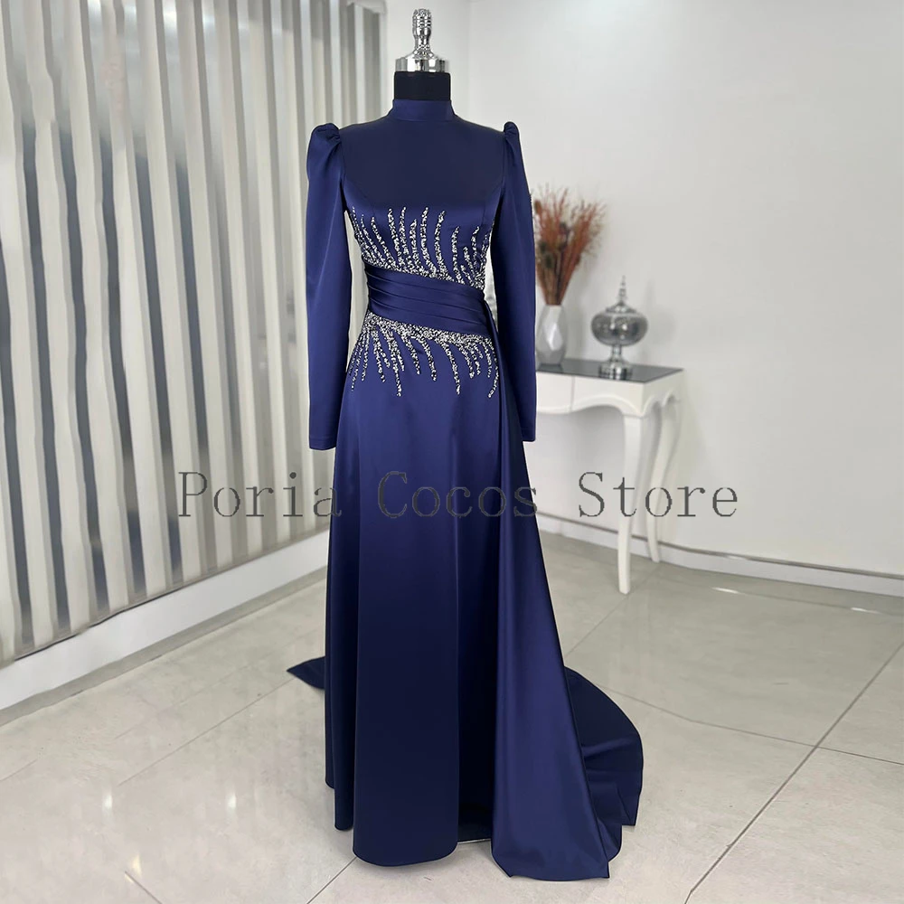 فستان سعودي مخصص بأكمام طويلة ورقبة دائرية وطول يصل إلى الأرض فساتين سهرة حورية البحر فستان رسمي لحفلات الزفاف #1