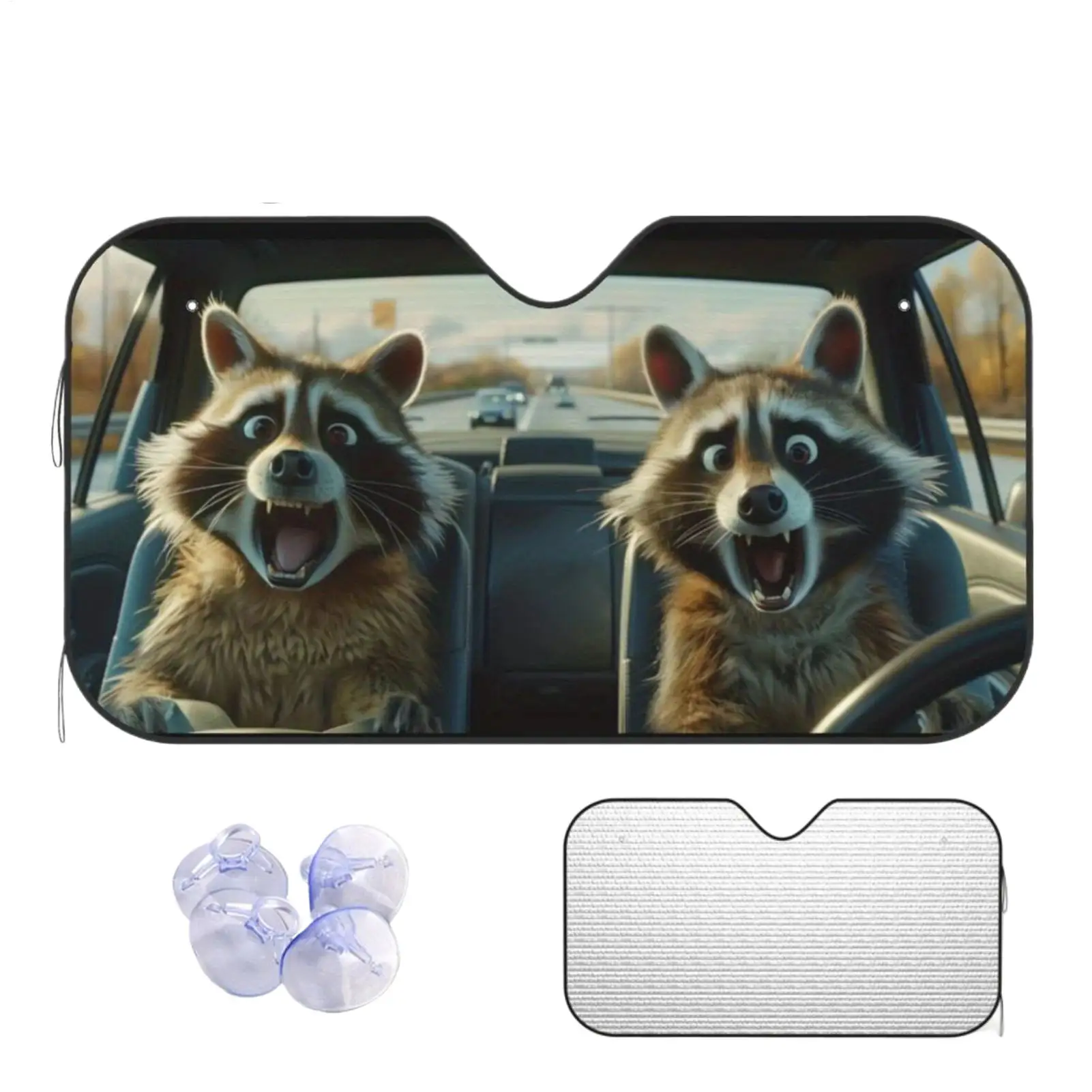 

Забавный солнцезащитный козырек для автомобиля с изображением енота, складной, с защитой от УФ-излучения, для лета, для использования на улице, для автомобилей