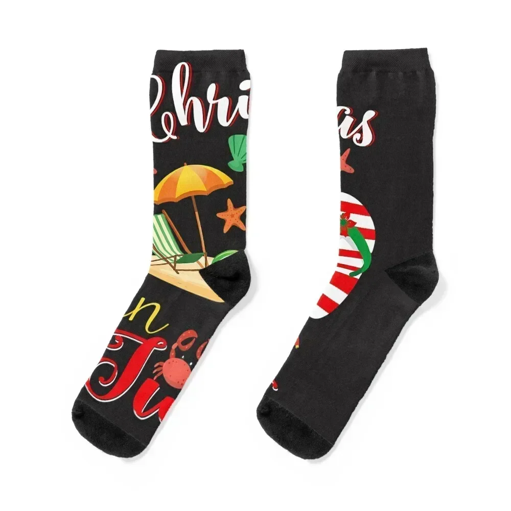 

Christmas In July Funny Summer For Beach Lovers Premium Socks Soccer short gym Non-slip Male Socks Women's