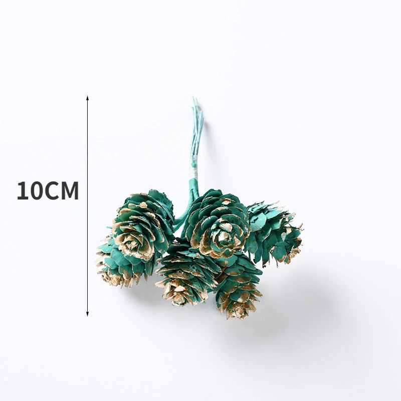 6Pcs/Bundle Pine Cone Artificial Plants for Home Decor Christmas Decoration Fake Plant Xmas Tree Garland Ornaments DIY Accessory
