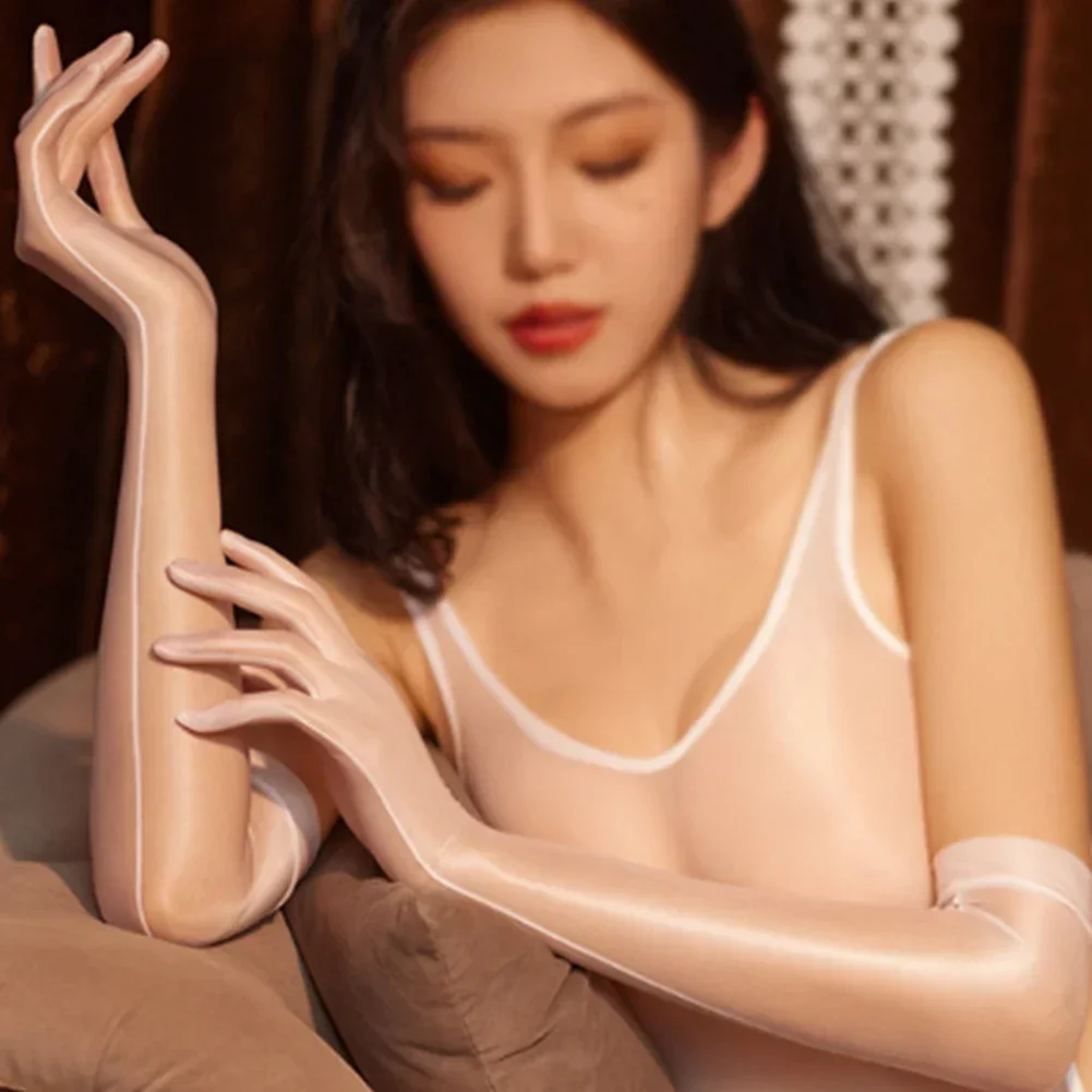 Nouveaux hommes et femmes gants transparents Sexy brillant à l'huile mitaines serrées confortables Cosplay mode couleur unie vêtements à main