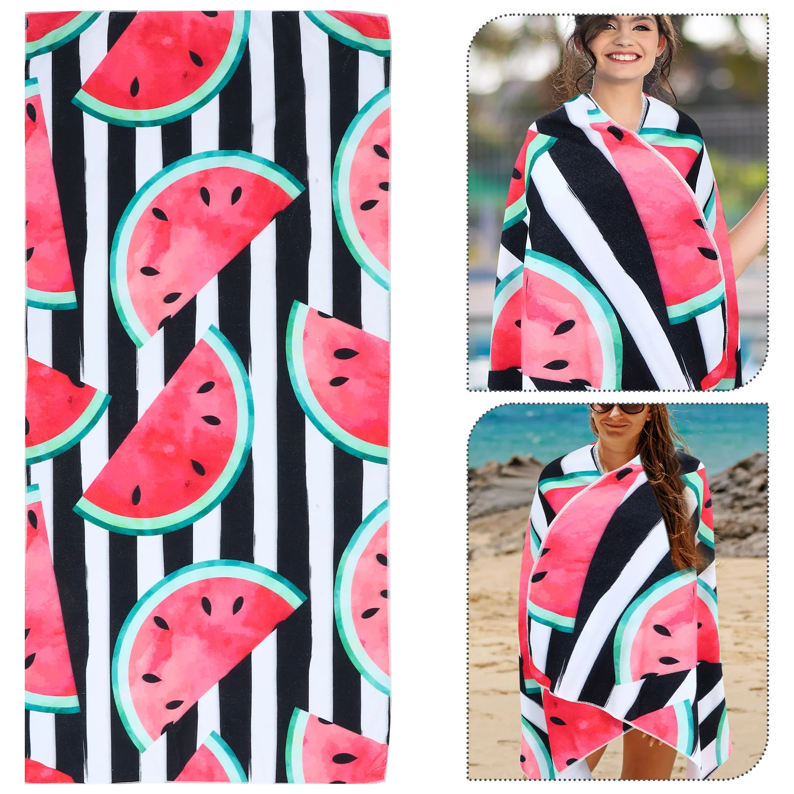

Ultra Soft Large Beach Towel Quick Drying Sand Resistant Fruit Pattern Travel Yoga Camping Towel For Women Adults Swimming Pool