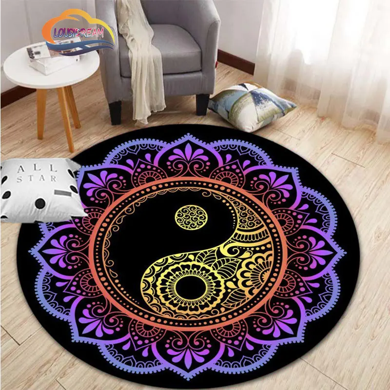 

Popular Rug Ying Yang Gosip Round Sun Moon Yin Carpet for Livingroom Bedroom Sofa Room Decor Mandala