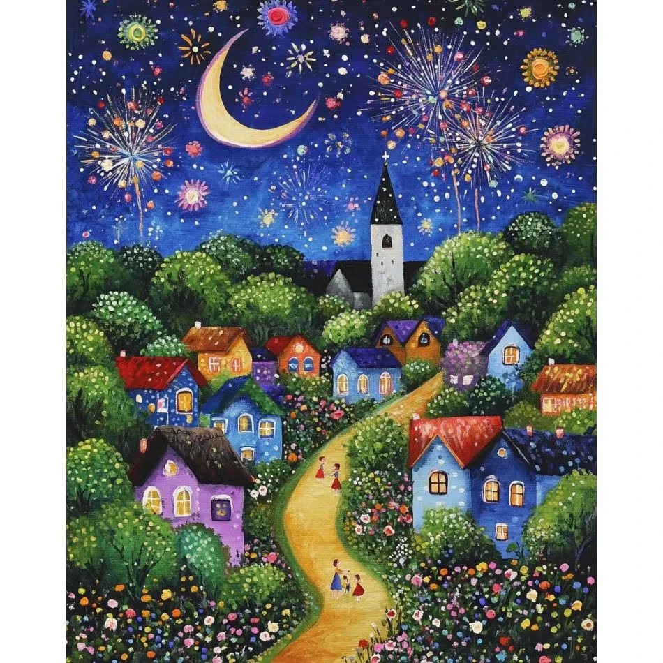 Rahmenlose Diamantmalerei Wohnzimmerdekoration Kunstbedarf Landschaft Vollrunde Diamantkunst für Anfänger Wanddekoration