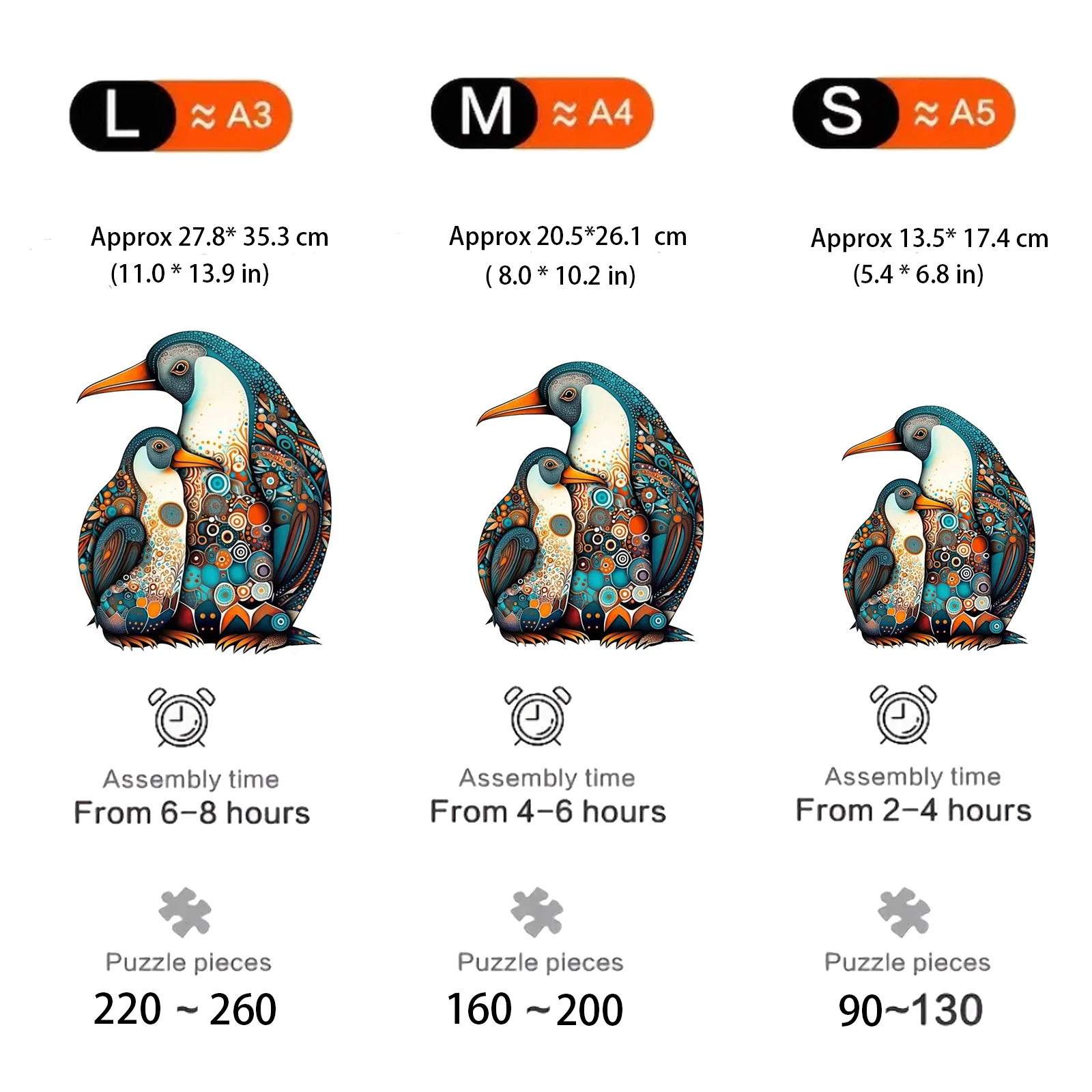 Cute Penguin Pattern Wooden Puzzle, Irregular Animal Shapes, Relaxing Toys, Holiday Birthday Gift