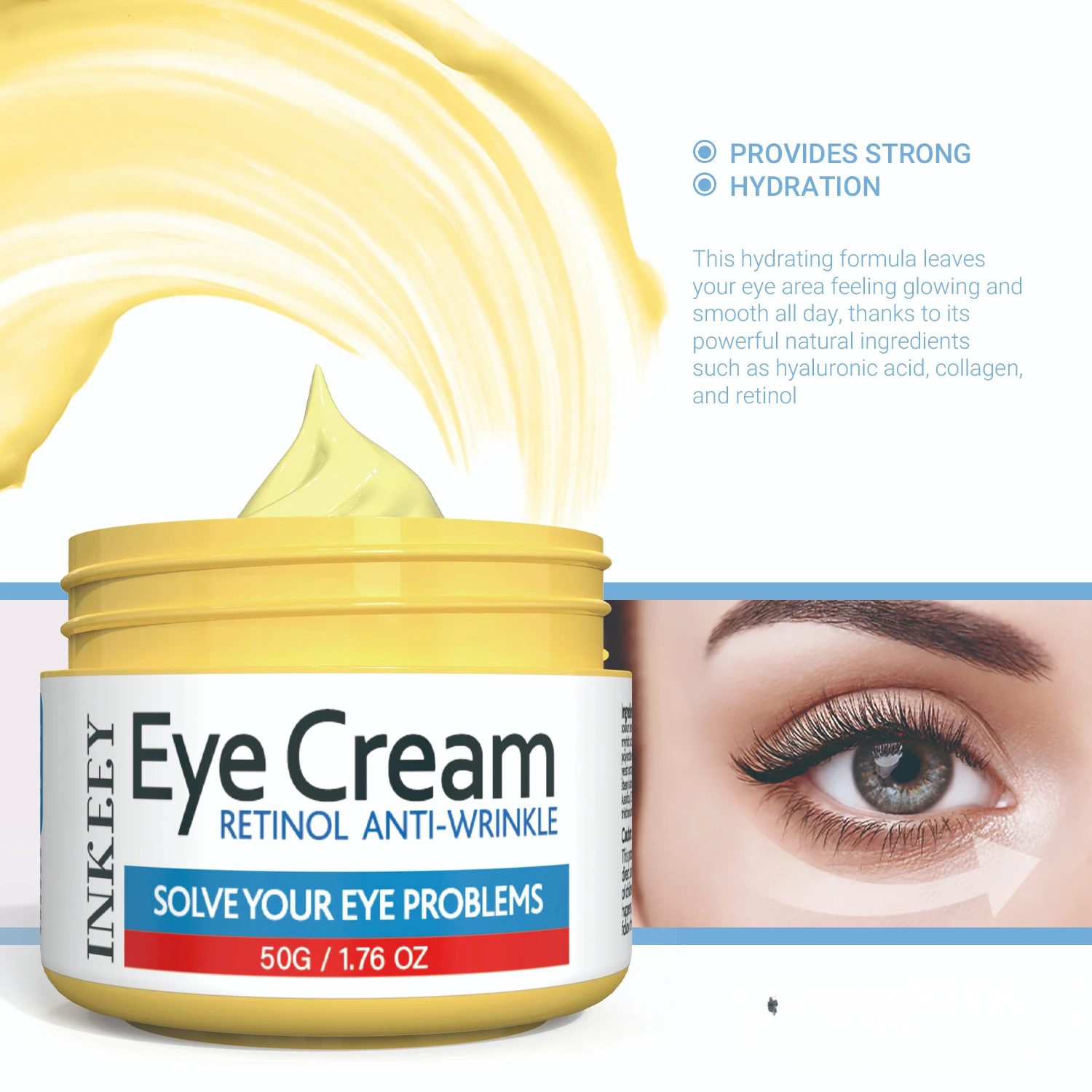 50g Dark Circles Fade Fine Lines Remove Eye Bags Anti Wrinkle Firming Brighten Retinol Eye Cream