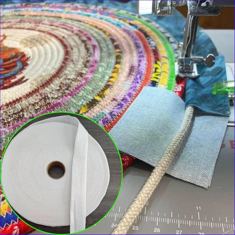 ABBO-2Rolls Jellyroll Batting Strips Forrugs 2 1/4 In 70 Yds,Needle Punched Cotton Blend Batting Roll With Fabric Tube Maker