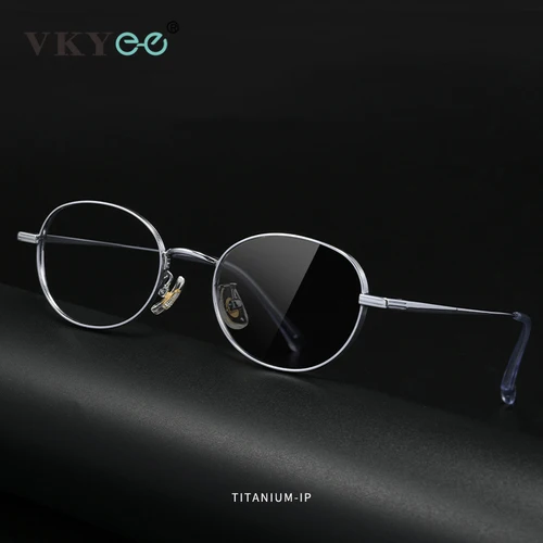 Imagen 1 del producto VKYEE, gafas de lectura fotocromáticas clásicas de titanio puro con montura ovalada pequeña para hombre, gafas de lectura fotocromáticas con luz azul, prescripción personalizable K5015