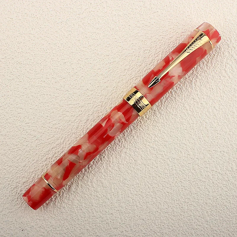 Jinhao 100 Fountain Pen Golden Arrow Shaped Clip Luxury Red Koi Carp Writing Ink Pen Office School Stationery Supplies