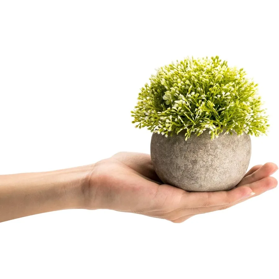 Weißes Mini-Kunstpflanzen-Topiary-Kugeltopf-Set, Magnolienblumen, Cottagre Dr. Zimmerpflanzenregal, Heimbüro, kleiner Schreibtisch, Dration