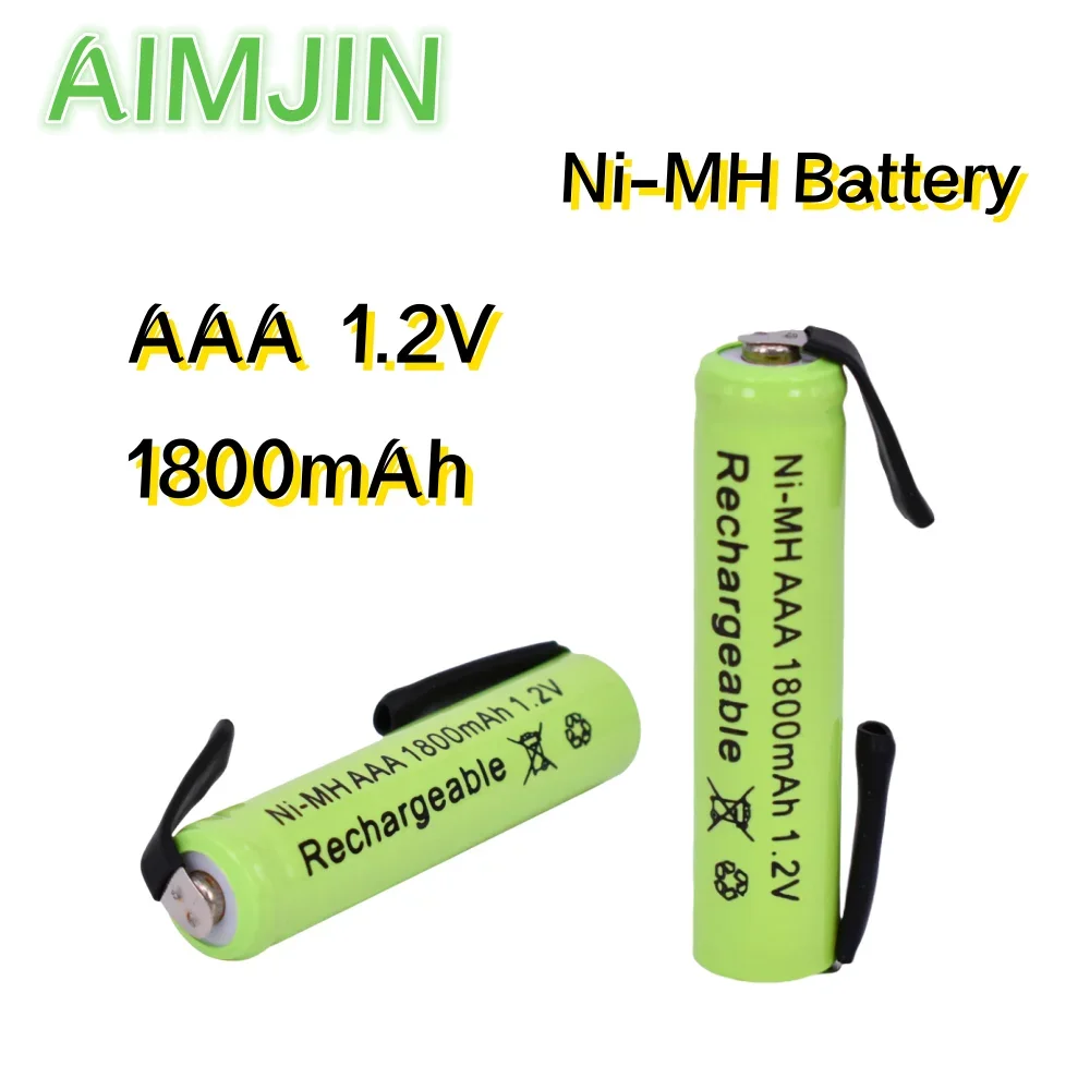 

AAA 1800mAh 1.2V Ni-MH with Solder Tabs rechargeable battery cell, for Electric Shaver, Razor, Toothbrush