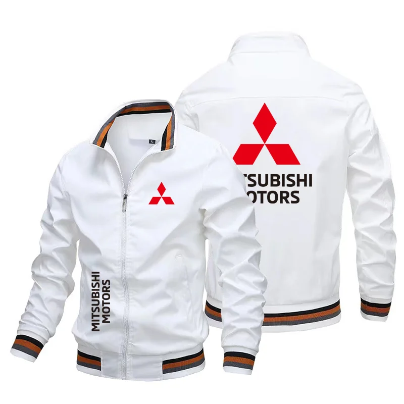 Men's Casual Printed Zipper Jacket Windproof Outdoor Sports Cycling Fashion Mitsubishi Racing Logo Design Spring Autumn 2025