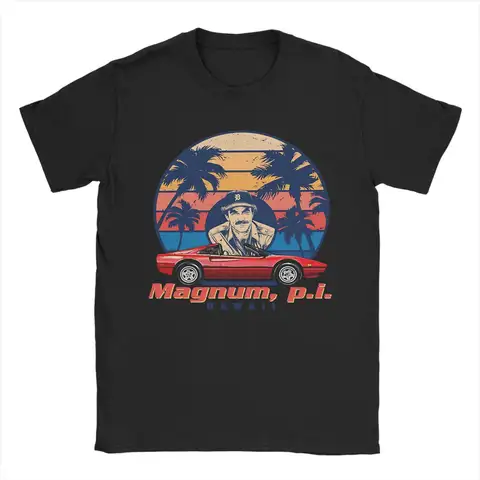 Unique Magnum PI T-Shirt for Men Round Neck Pure Cotton T Shirt  Short Sleeve Tee Shirt Big Size Clothing