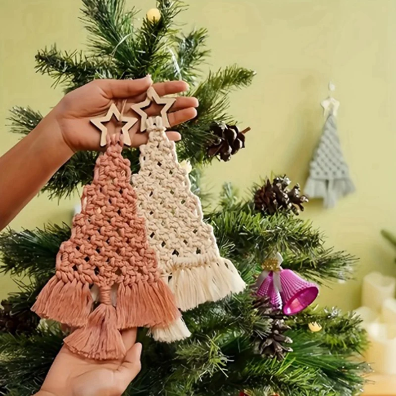 Macrame Woven Christmas Tree DIY Kit Christmas Craft Gift Kit Very Suitable For Family Friends Perfect Holiday Gifts Durable