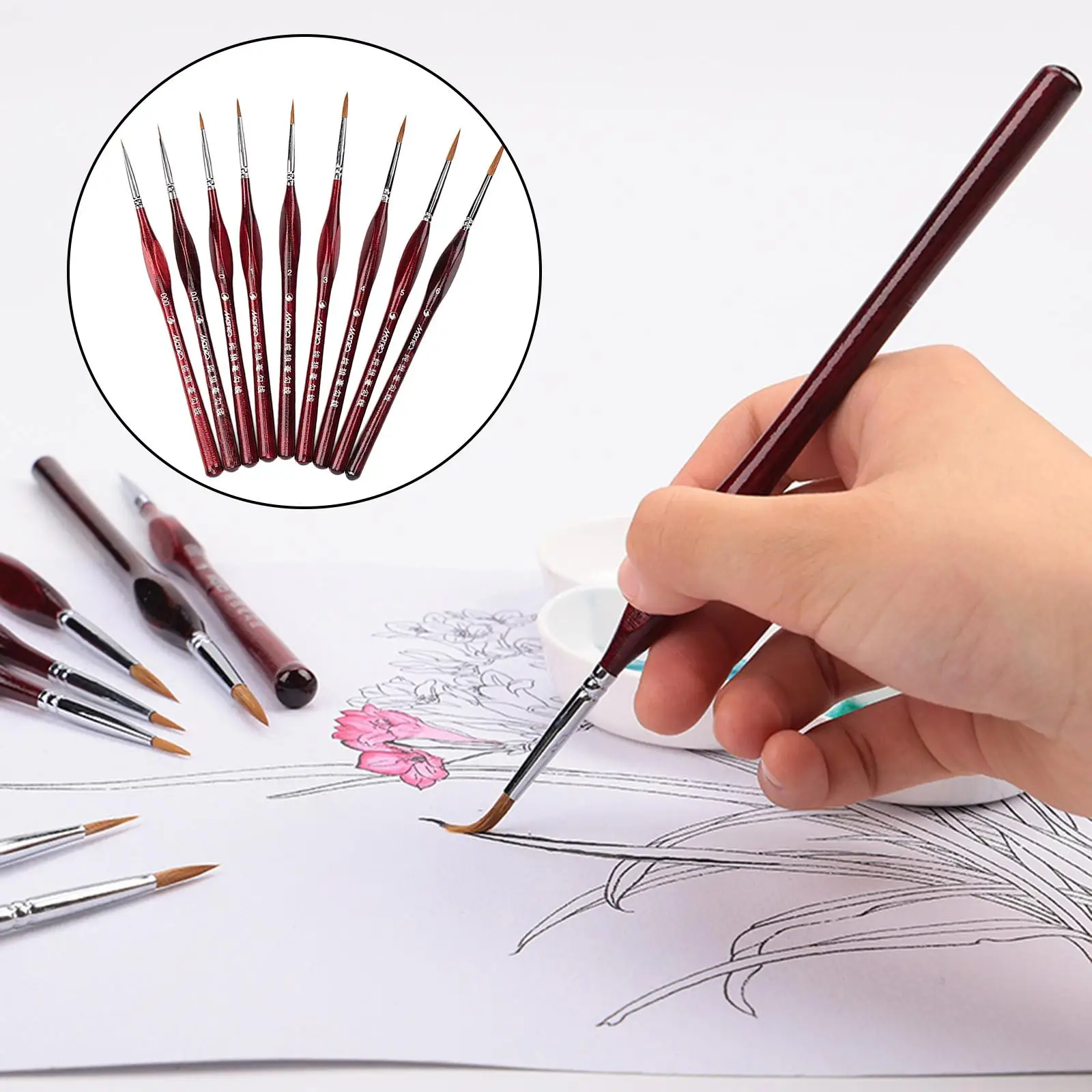 

9Pc s Paint Brush for Acrylic,Watercolor and Oil,Script Liner,Painting