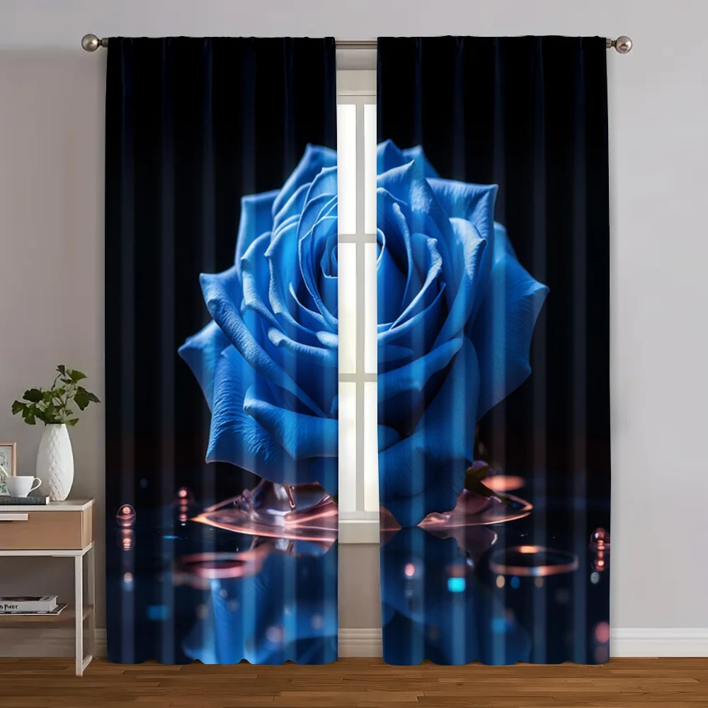 

2pcs, Popular Curtains 2D print Enchanting Flowers 100% Polyester (without rod) Stuff Clearance for Bedroom, Living Room, Office