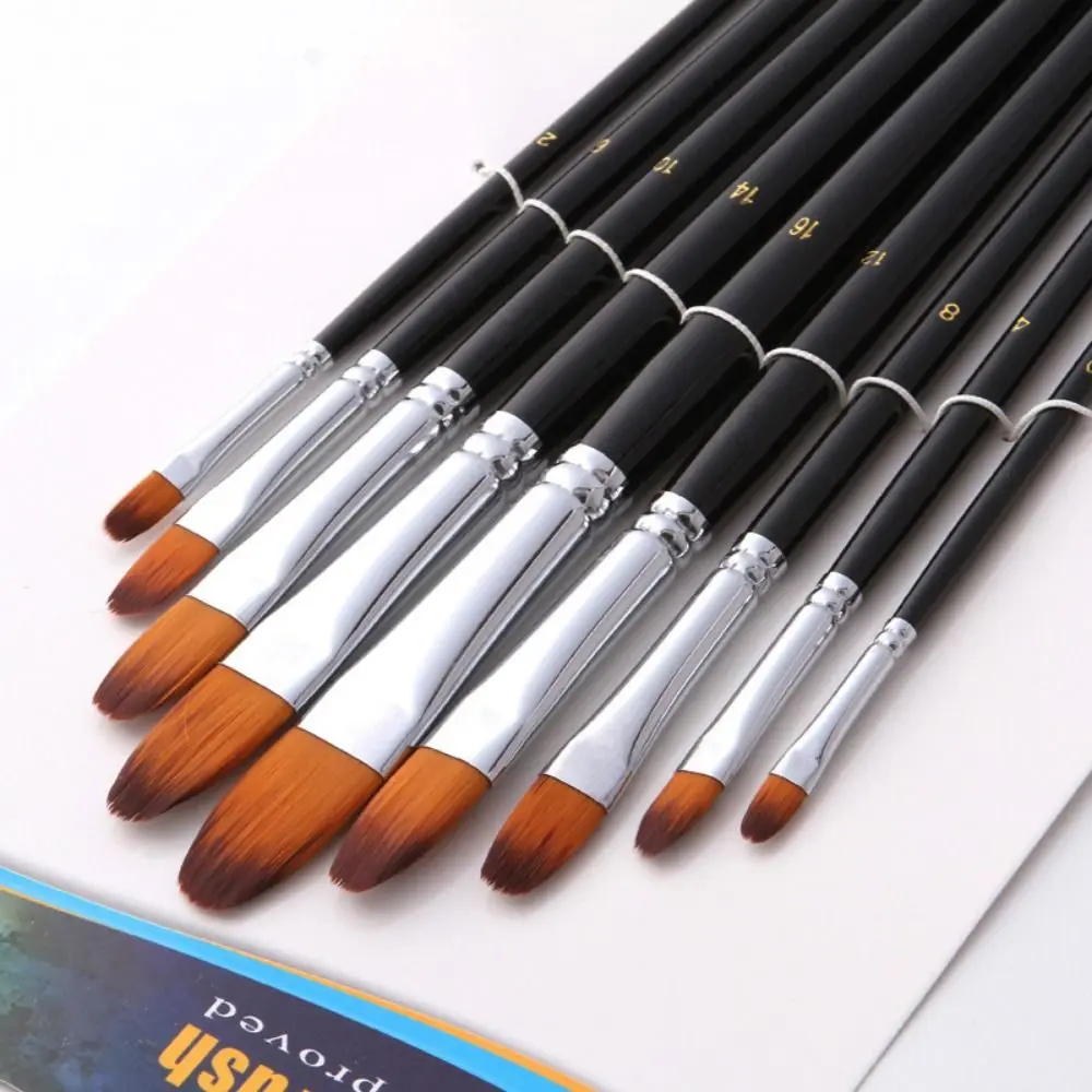 9Pcs/set Multifunctional Painting Brushes Kits Nylon Hair Wooden Handle Art Paint Brushes Easy To Hold 4 Style