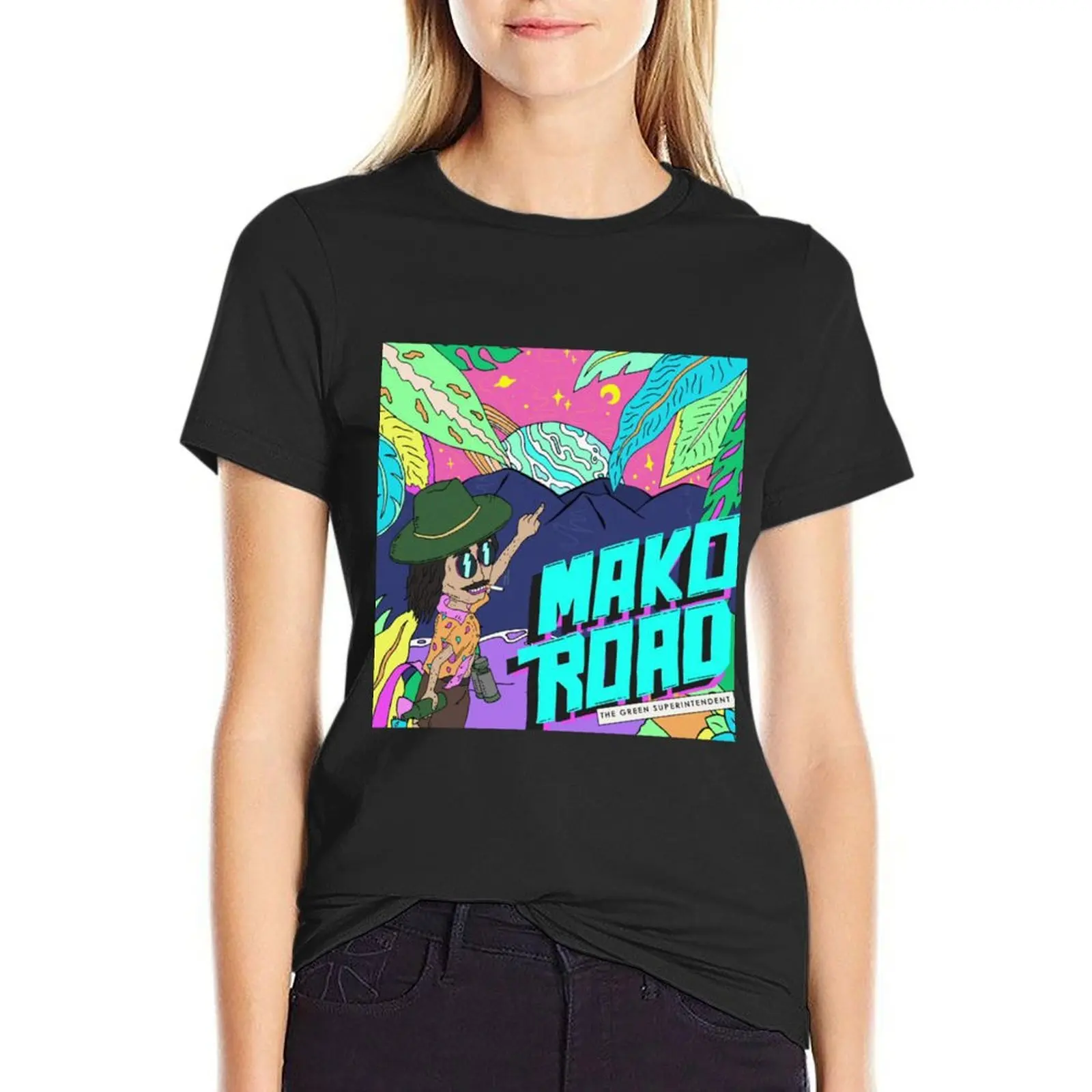 

Футболка Mako Road, одежда в стиле хиппи, рубашка с животным принтом для девочек, блузка, большие футболки для женщин