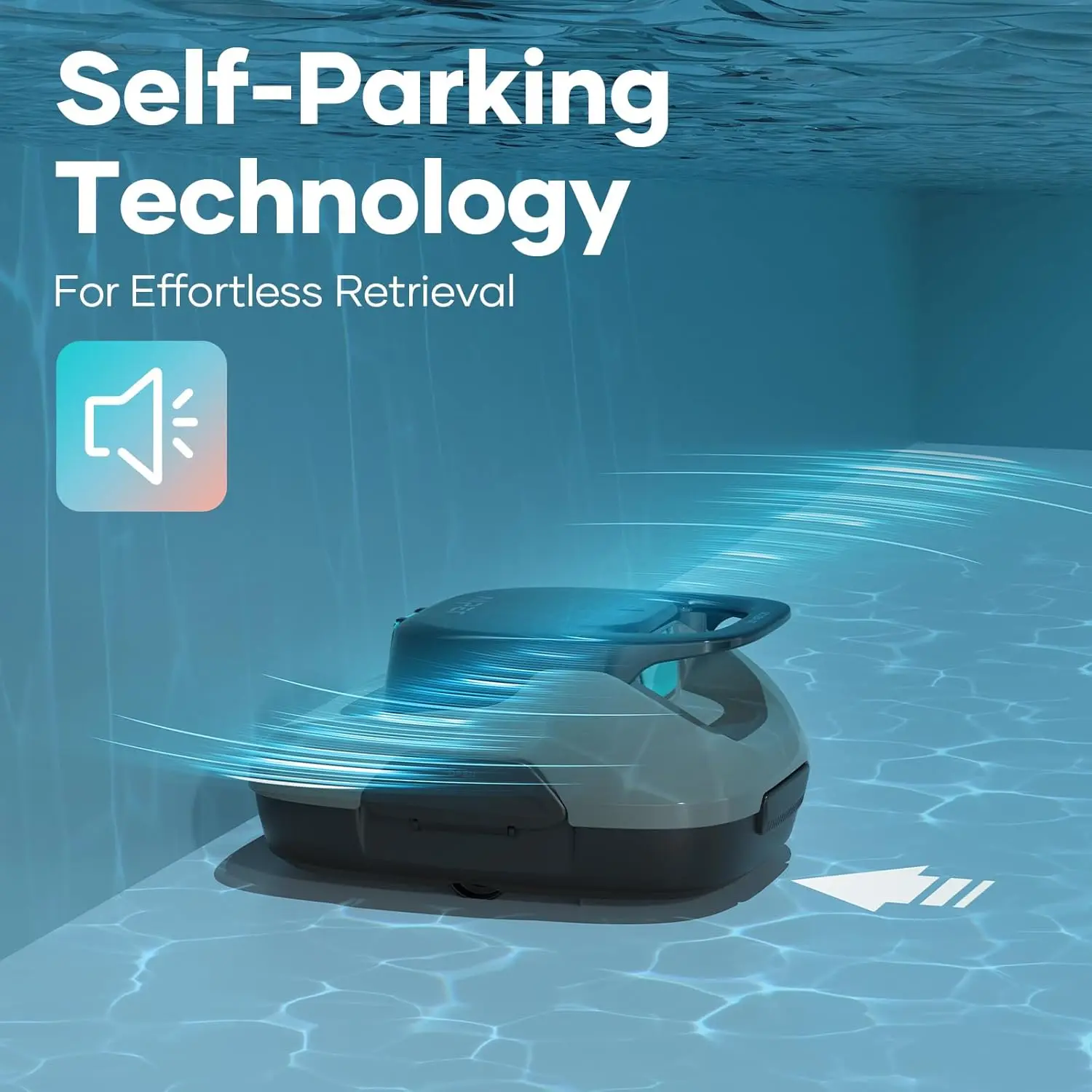 Robotic Pool Cleaner, Cordless Pool Robot Vacuum, Automatic Cleaning with Self-Parking Function, 90-Min Battey Life