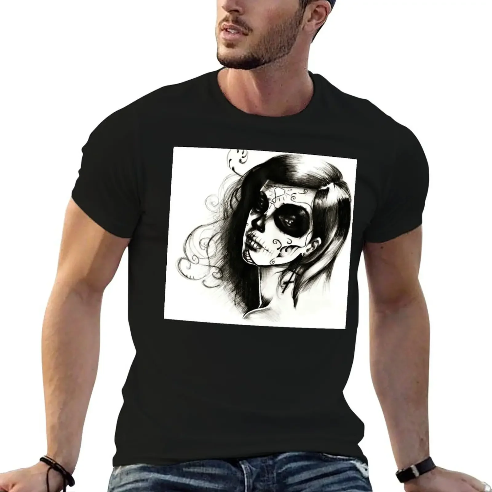 

Sugar Skull T-Shirt Luxury man blue lock graphics mens t shirt graphic