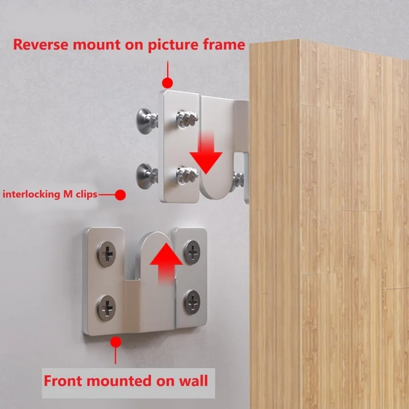 10pcs Flush Mount Bracket Interlock Hanging Buckle Furniture Connector Wall Picture Frame Hanger Display Photo Frames Hooks