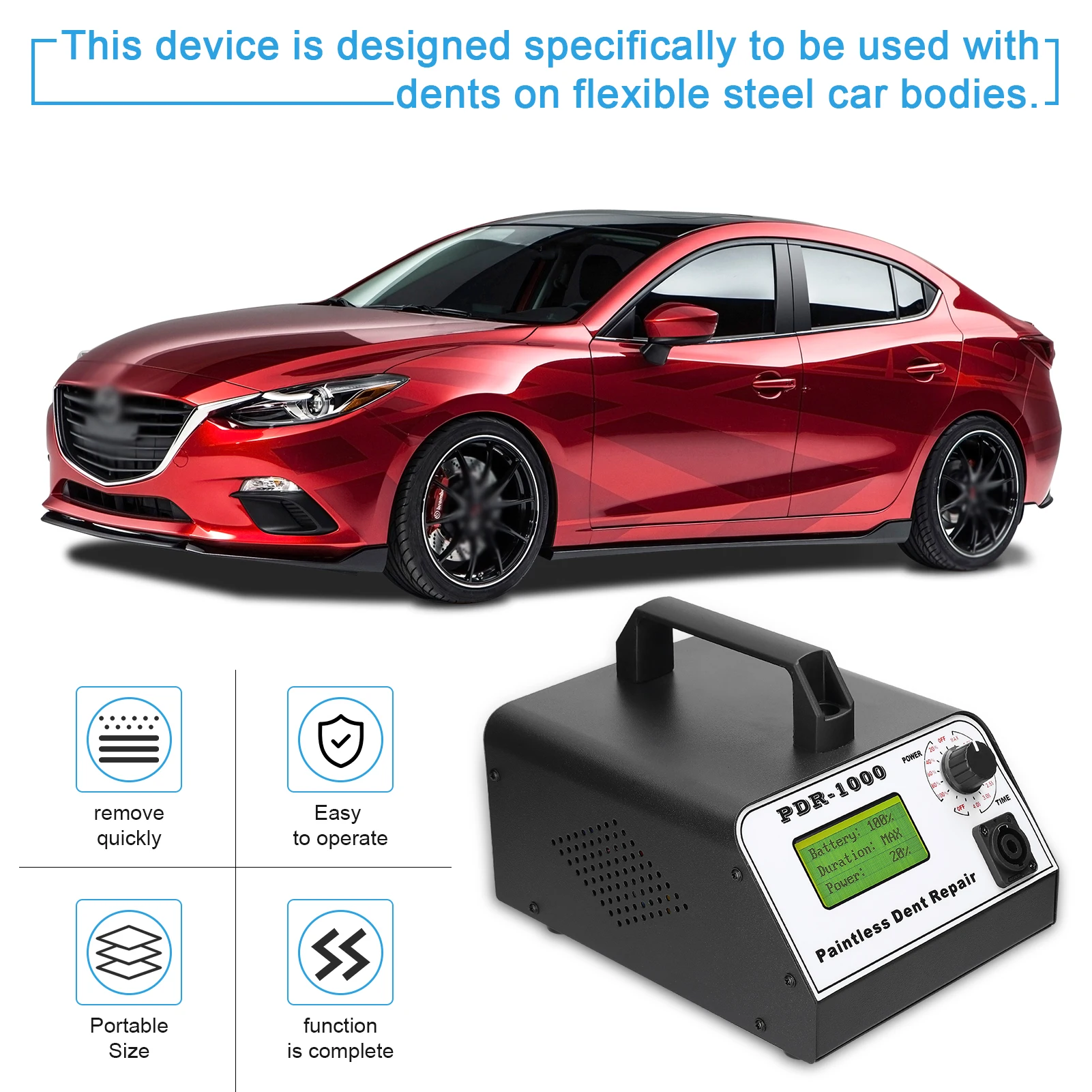 PD R-1000Auto Body Dent Repair Machine Portable Household Dents Remover Tool Time/Power Adjust Car Paintless Dent Repairs Device