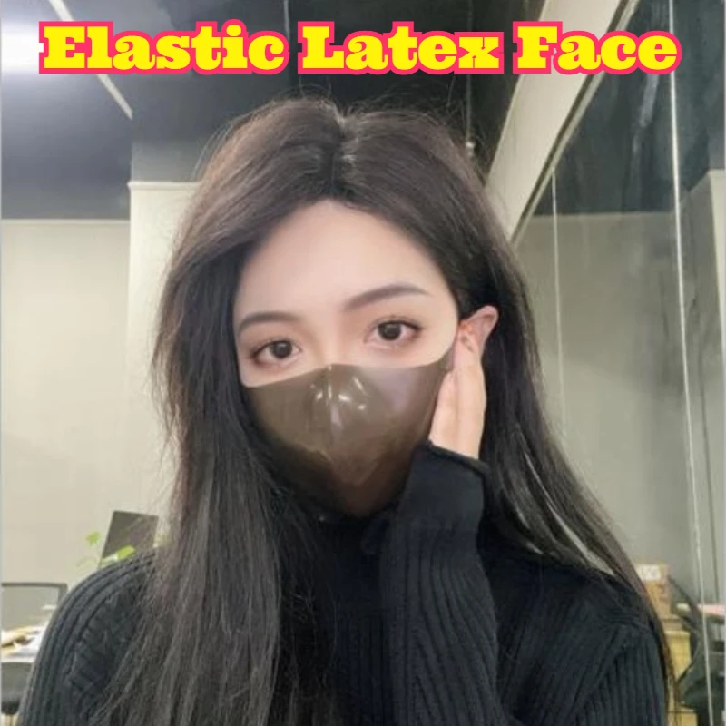Black Elastic Latex Face Shield One-Piece Seamless Clear 3D Design High Stretch Comfort Fit Unisex Adult Wear Daily Use Cosplay