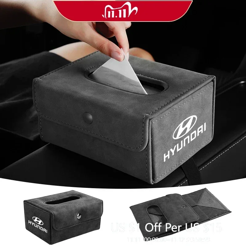 

Car Folding Tissue Box Car Seat Tissue Box For Hyundai Tucson Accent Elantra Santa fe Sonata I20 I30 I40 ix25 ix35 Accessories