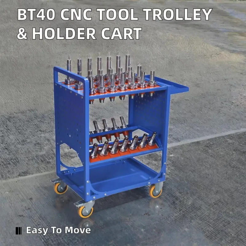 2026 Blue Colour Customized High Quality Workshop CNC Tool Holder Storage Trolley Cart Cabinet For CNC Tool Holder