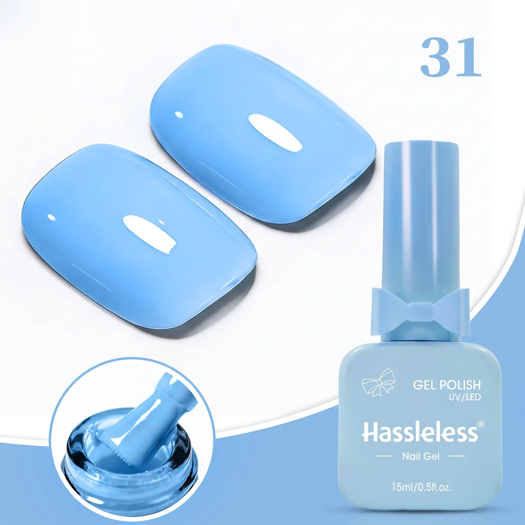Hassleless 9-Piece Macaron Candy Solid Color Nail Polish Gel Set, Macaron Yellow, Pink, Blue, Purple Fresh Color Series, Mirror-Like Shine, Home Salon DIY Nail Art