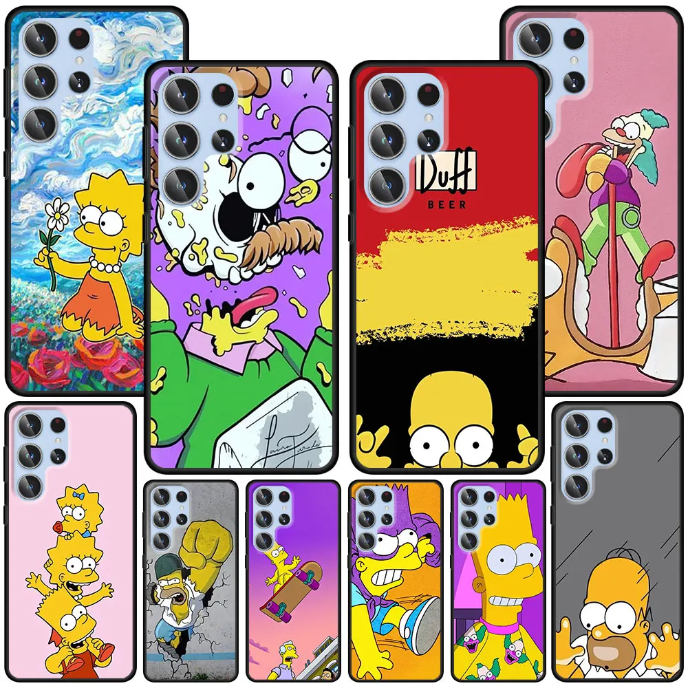 Homer-o Simpson Disney macio preto TPU tampa do telefone, estojo para Samsung Galaxy S23, S21, S20 FE, S24, S22 Ultra, S10, S10e, S9 Plus