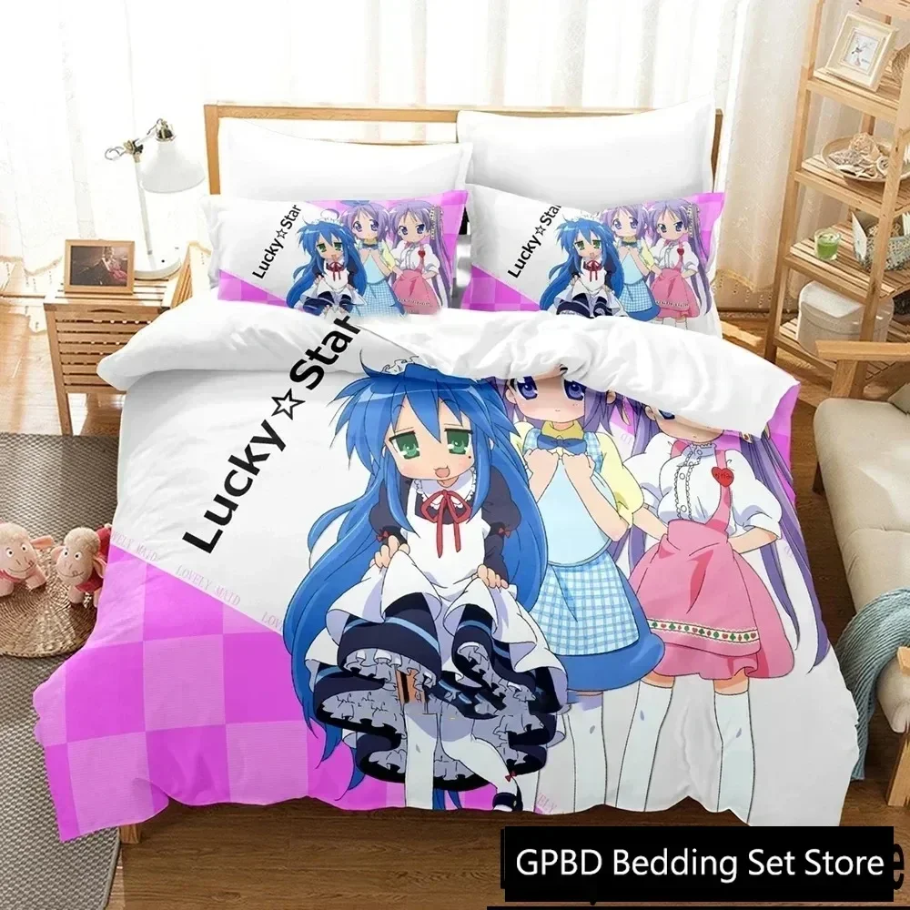 

Anime Konata Izumi Lucky Star Comfortable Duvet Quilt Cover Pillowcase Bedding Set Children Bedroom Decoration Home Textile