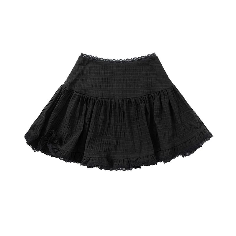 Fresh And Fashionable Lace Pleated White Short Skirt for Women in Summer Spicy High Waisted Ballet Style Casual A-line Skirt