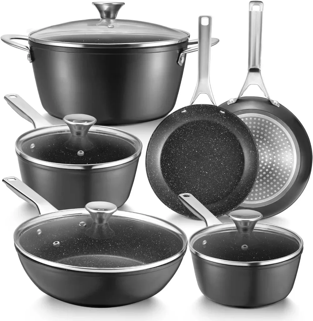 

Cookware Set, Fadware Pots and Pans Set Nonstick, Dishwasher Safe Pan Sets for Cooking, Utensils Set w/Frying Pans, Saucepans