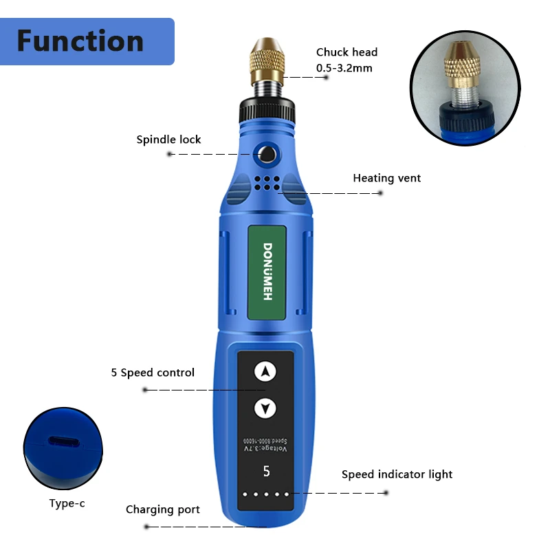 Mini Wireless Drill Engraving Polishing USB Rechargeable  Cordless Rotary Tool Kit Woodworking Engraving Pen DIY Dremel Tools