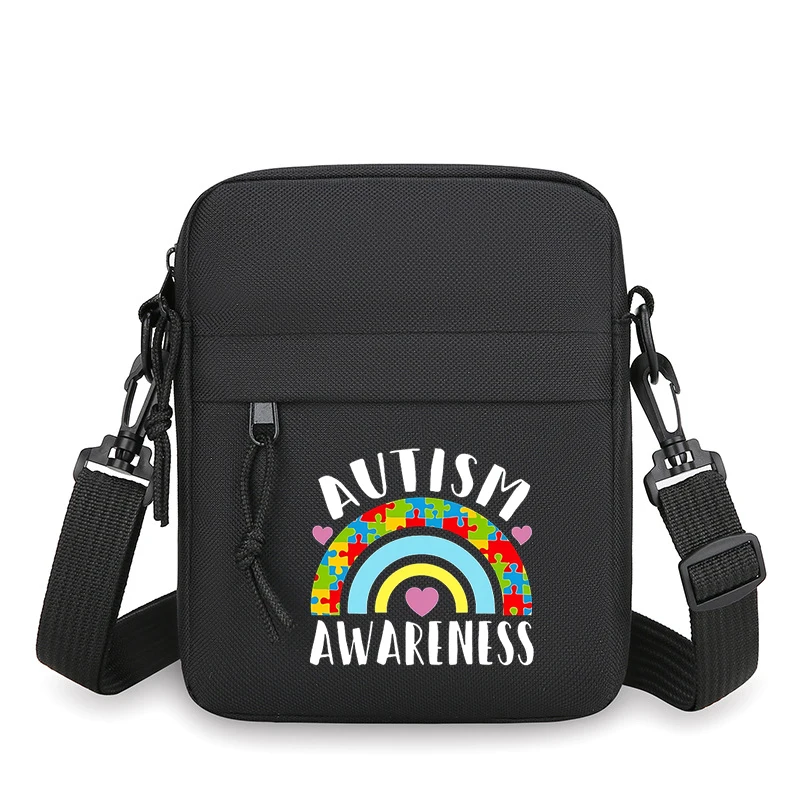 

1Pc Autism Awareness Theme Small Crossbody Bag for Women Men Fashion Autism Shoulder Bag Zipper Mobile Phone Bag