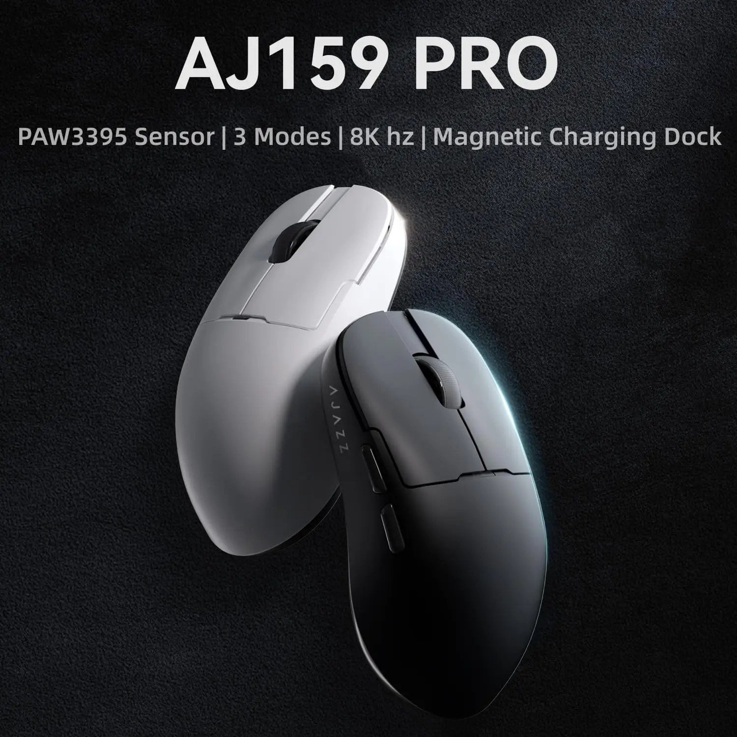 Ratón para juegos AJAZZ AJ159Pro de 8Khz, ratón ligero de 56g, BT/2,4G/con cable, modo triple con base de carga magnética, Sensor PAW3395 de 26K DPI