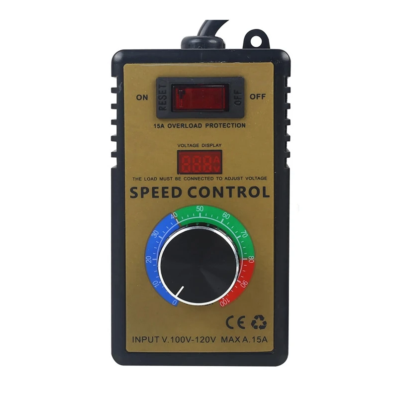 AC Motor Speed Controller - Adjustable 100V-120V & 15A Max, Electric Fan Variable Speed Regulator, Fine Workmanship US Plug