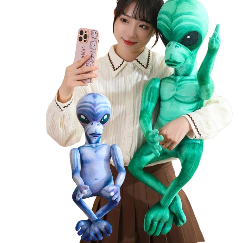 100cm Stuffed Plush Simulation Science Fiction Movie Figure Alien Strange Ugly Aliens Plush Toy Soft Lifelike Doll Birthday Gift