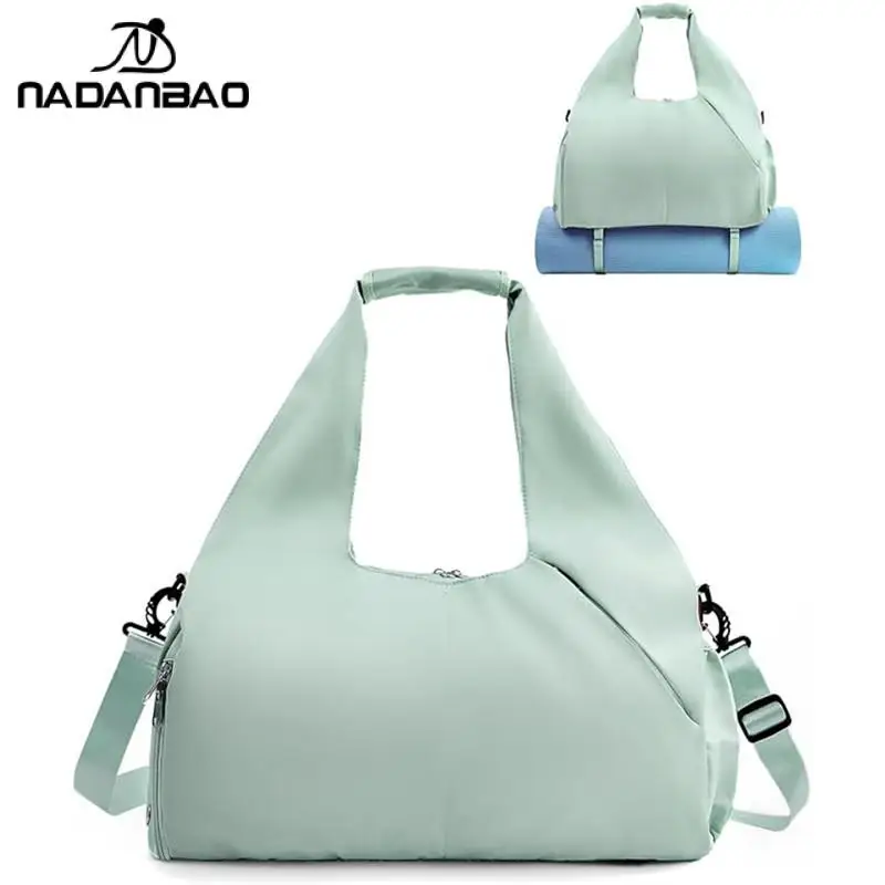 

Nadanbao Women's Gym Fitness Bag with Shoes Spacer Unisex Green Pink Portable Yoga Mat Bag Waterproof Breathable Sports Bags
