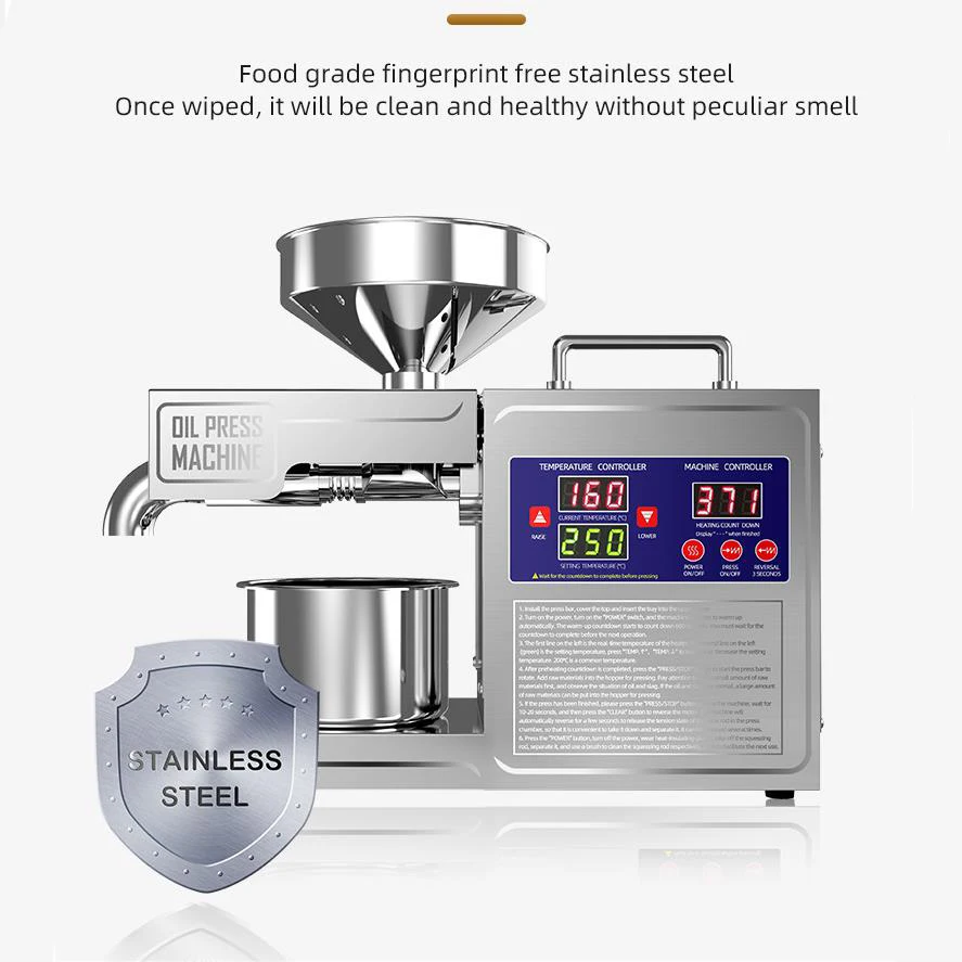 Cold Press Oil Machine  Automatic Household FLaxseed Oil Extractor Hydraulic Peanut Oil Press Sunfloweroil Extractor De Aceite