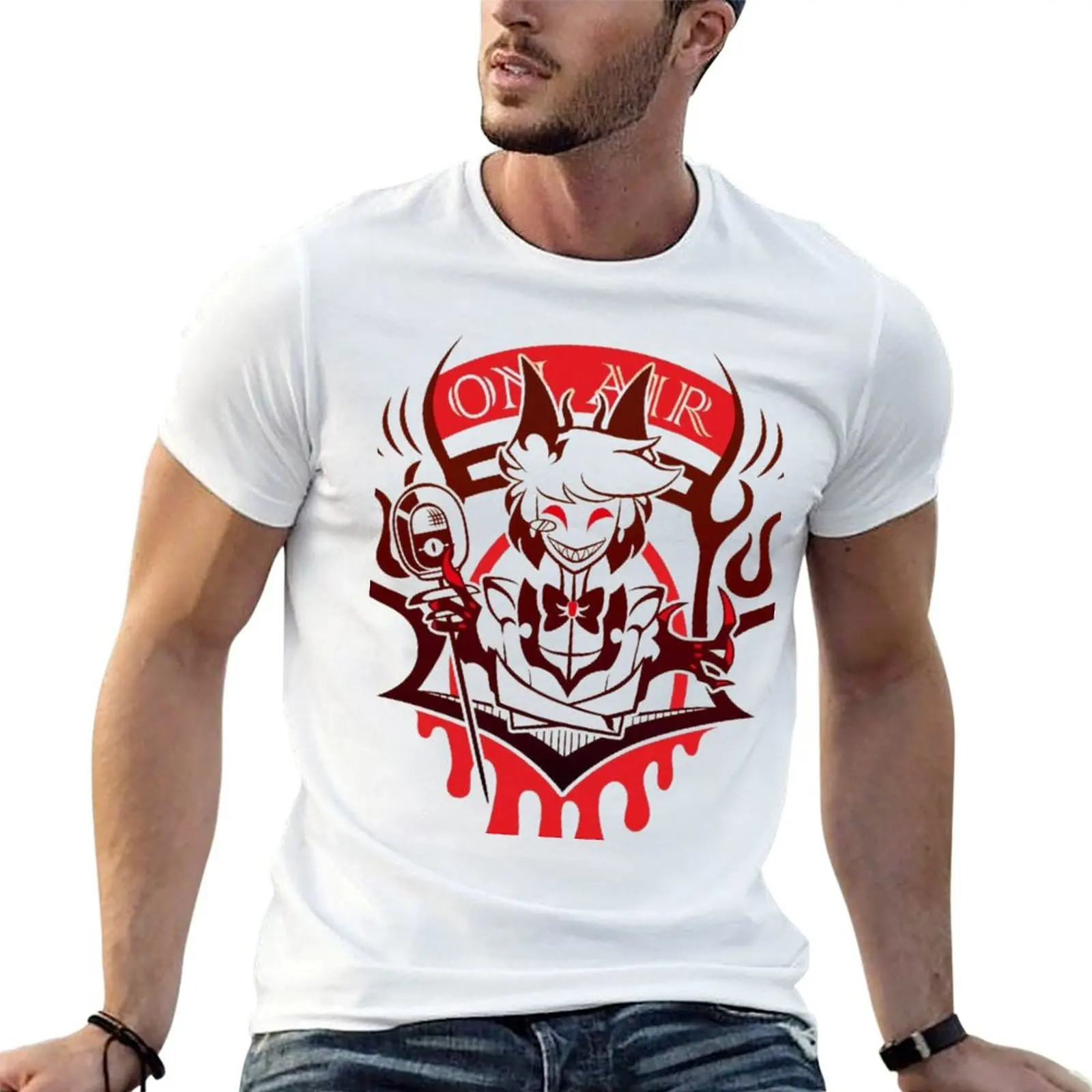

Hazbin Lucifer T-Shirt man t shirts high quality luxury brand black cotton t-shirt plain for man package T-Shirt