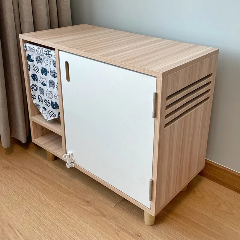 

Solid wood cat toilet cabinet pet fully enclosed shit shoveling sandbox corridor odor-proof and sand-proof wooden