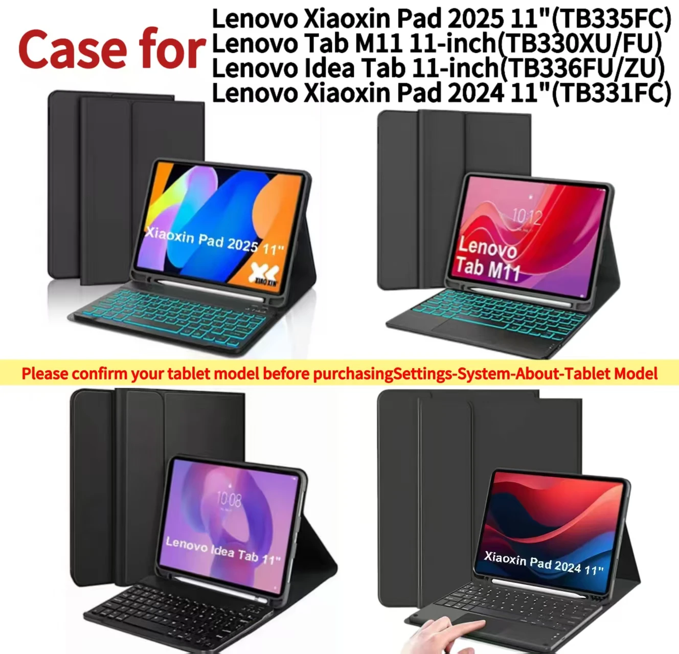

Case for Xiaoxin Pad 11 in 2024/2025,for Lenovo Idea 11inch,Bluetooth Keyboard cover forLenovo Tab M11 11inch Smart Stand Cover