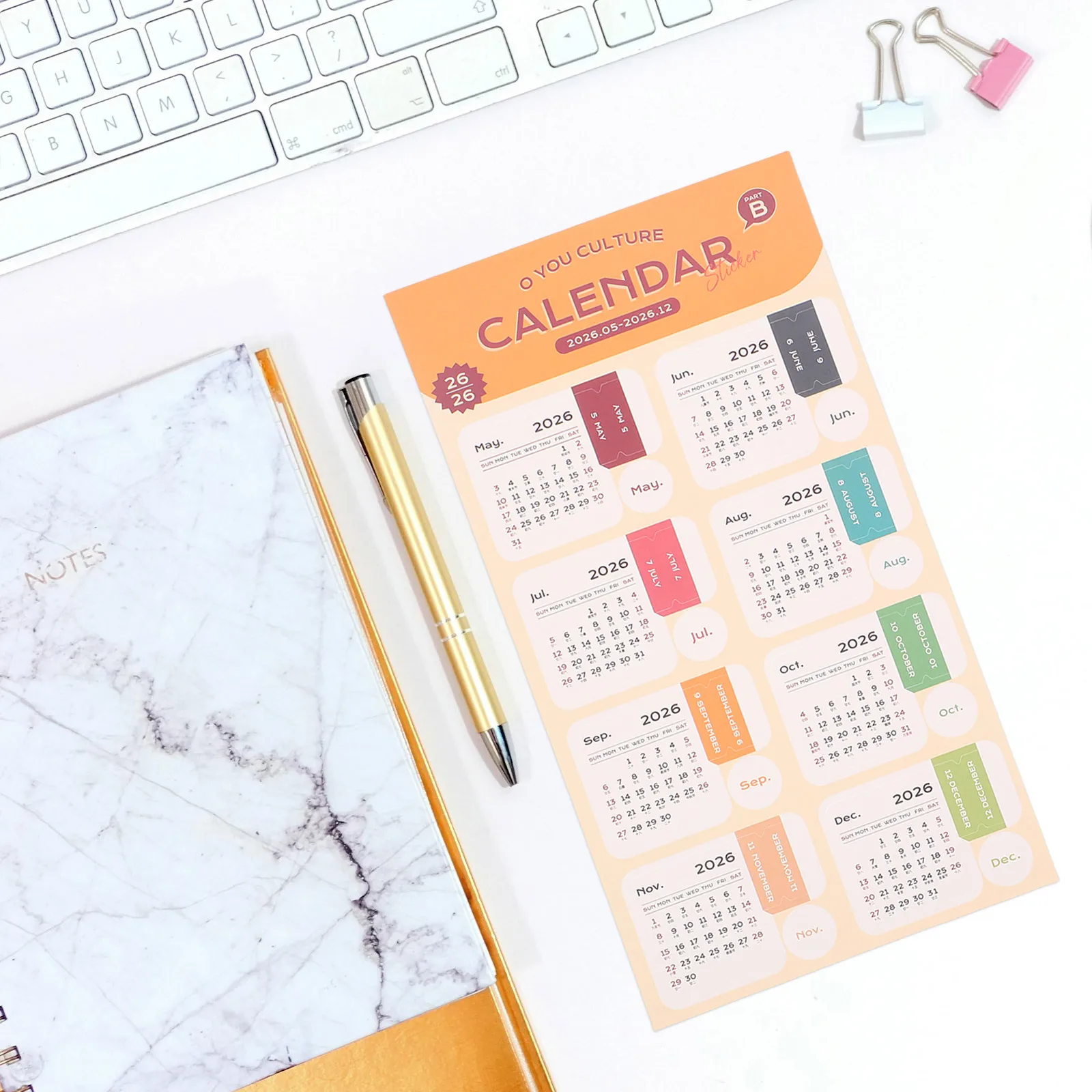 

Adhesive Calendar Stickers 2026 Monthly Planner Date Labels Candy Colors Easy Readability Versatile Usage Mini Stick-on Calendar