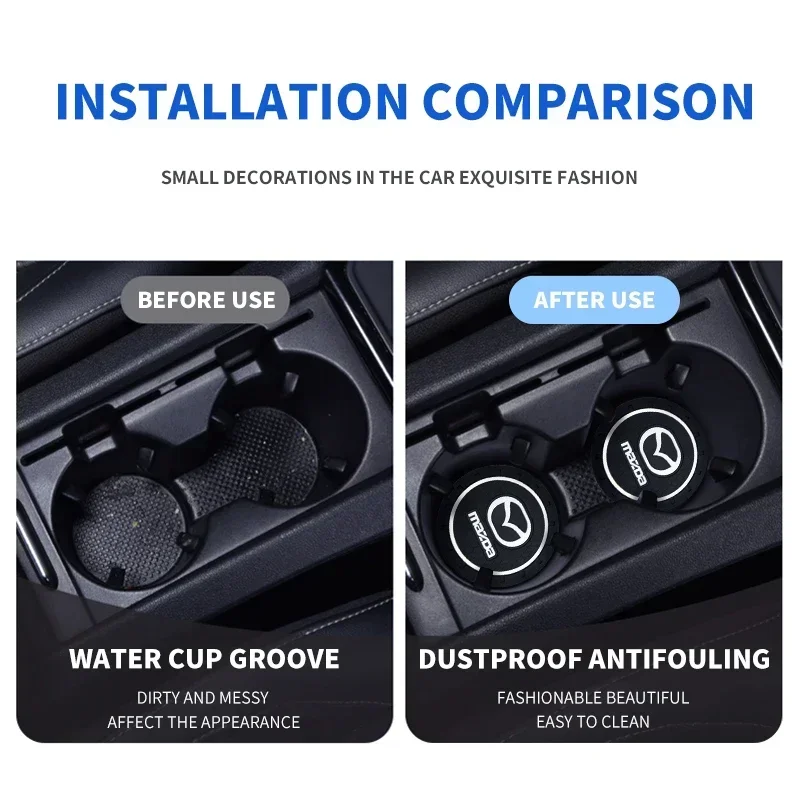 2pcs Car Coasters Water Cup Holder Pads Cup Slot Non-Slip Mat For Mazda 3 6 Atenza Axela Demio CX3 CX5 MP MS RX8 Accessories