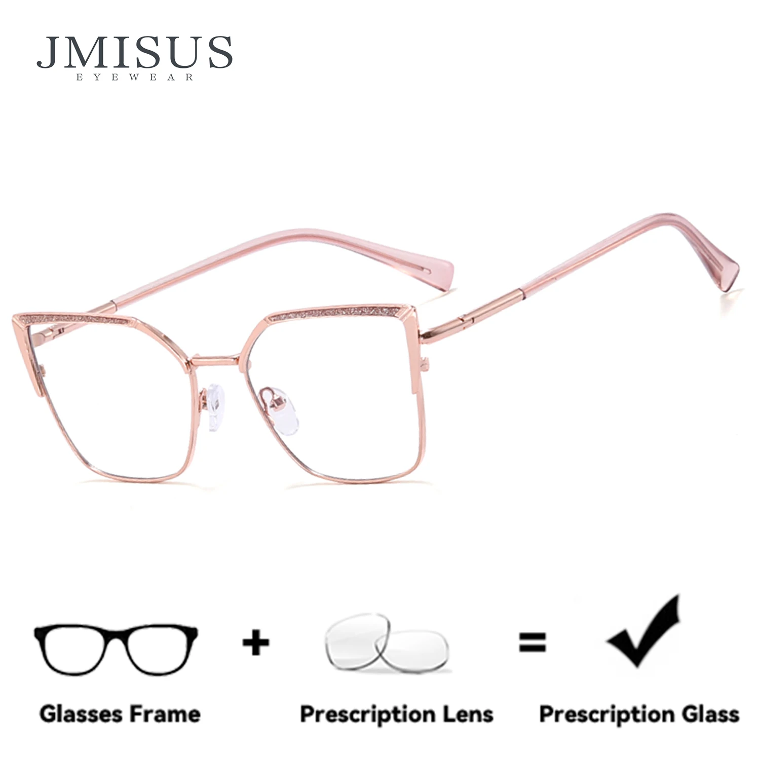 

JMISUS 2026 Woman Cat Eye Myopia Glasses High-Quality Metal Butterfly Blue Light Filter Photochromic Optical Eyeglasses