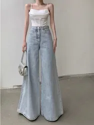 Retro Flared Jeans Women's Straight Leg Loose Fitting High Waisted Wide Leg Pants Slimming And Casual Floor Mop Pants Long Pants